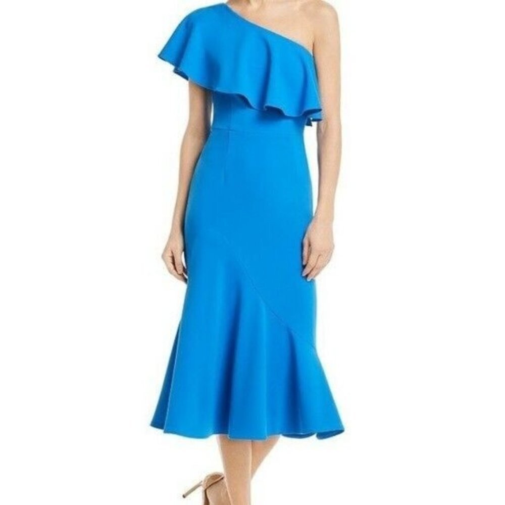 Aqua Size 0 One Shoulder Ruffle Fit Flare Dress